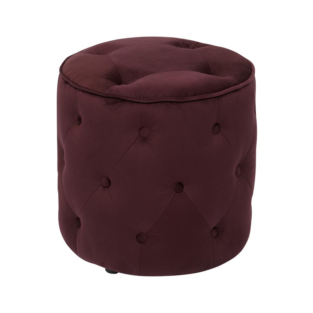Osp Home Furnishings Curves Tufted Round Ottoman In Port Velvet With Osp Home Furnishings Curves Tufted Round Ottoman In Port Velvet With Solid Wood Legs