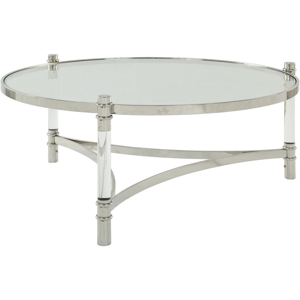 Peony Silver Stainless Steel And Glass Coffee Table