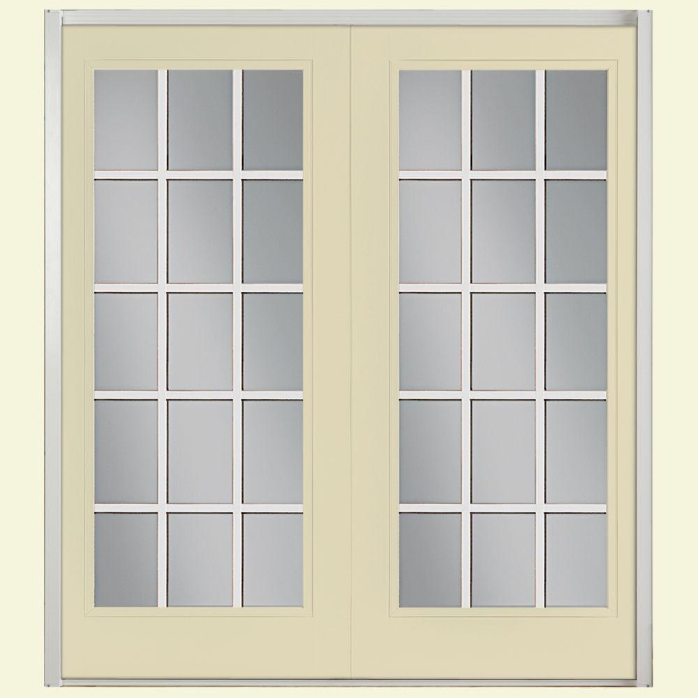 Masonite 72 in. x 80 in. Golden Haystack Fiberglass Prehung Left Hand