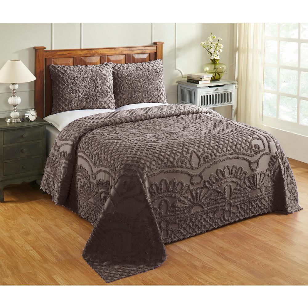 TREVOR TUFTED CHENILLE BEDSPREAD AND PILLOW SHAM COMPLETE SET ALL COTTON