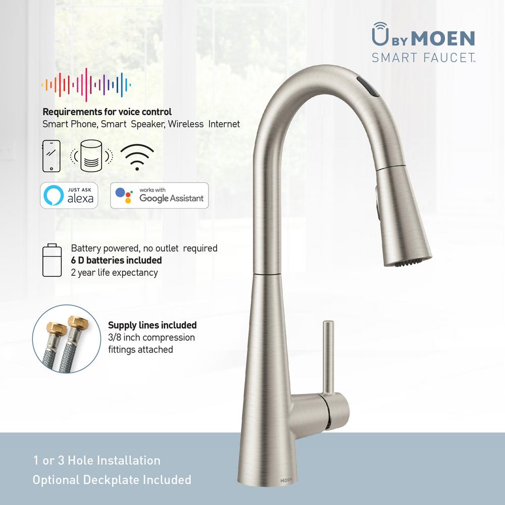 Faucets Moen Sleek Single Handle Pull Down Sprayer Kitchen Faucet Spot Resist Stainless Home Garden