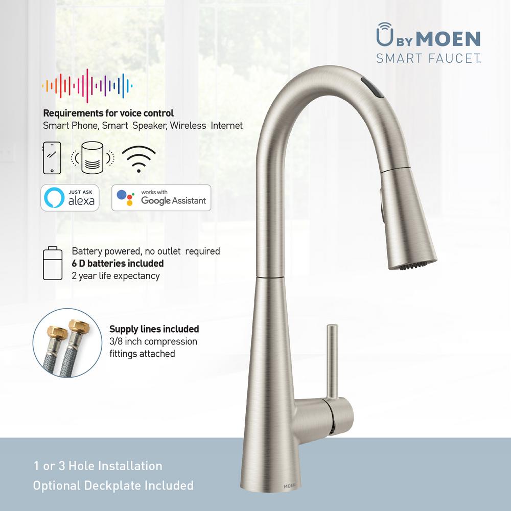 Moen S72003 Paterson One Handle Pull Down Kitchen Faucet With Power Boost Includes Interchangeable Handle Chrome Amazon Com