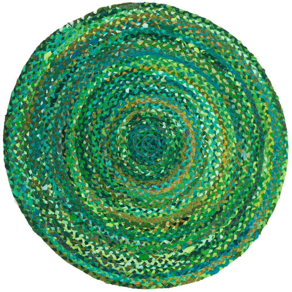 Safavieh Braided Green 3 ft. x 3 ft. Round Area RugBRD452Y3R The