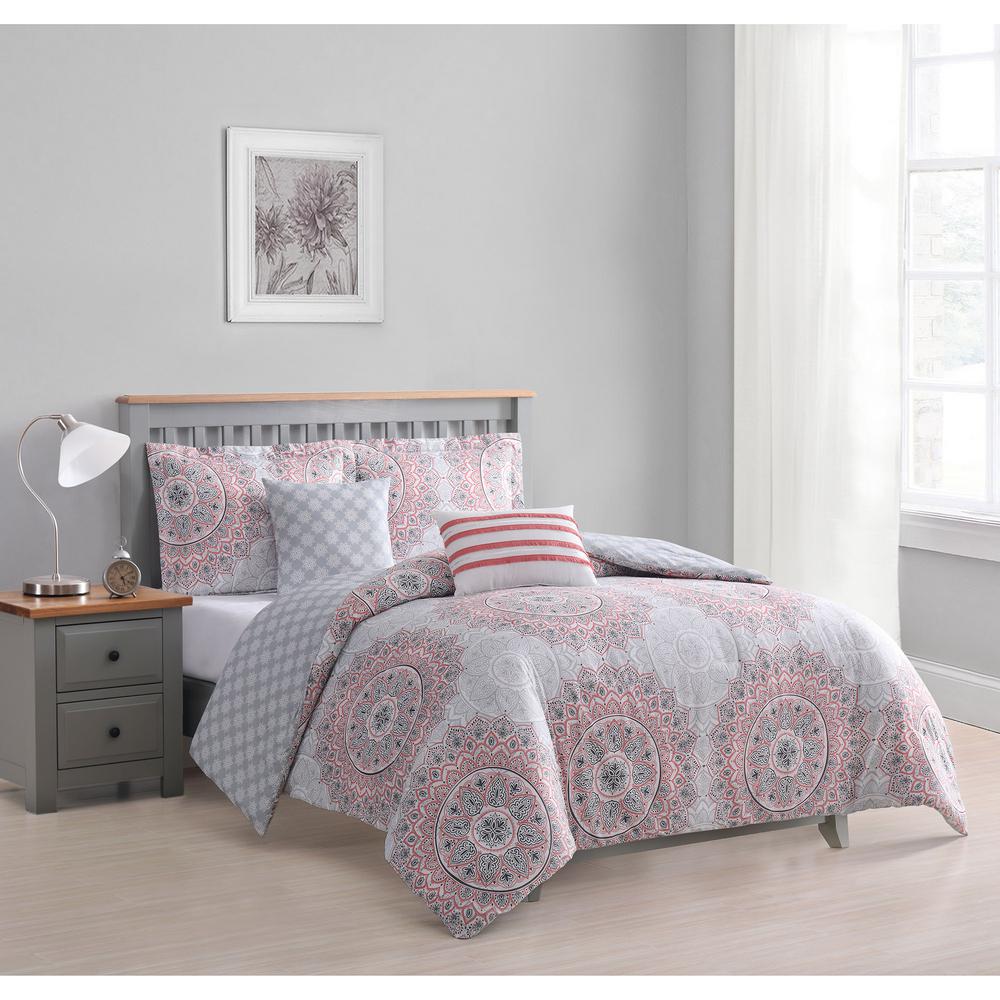 Boho Living Annabella 5 Piece Coral Queen Comforter Set Ymz008720