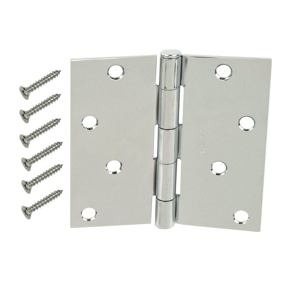 Everbilt 4 in. Chrome Square Corner Door Hinge20314 The Home Depot