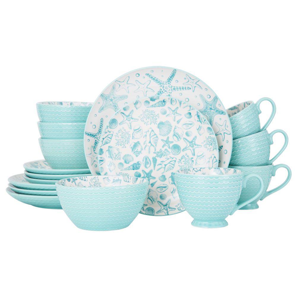 Pfaltzgraff 16Piece Aqua Dinnerware Set5217125 The Home Depot
