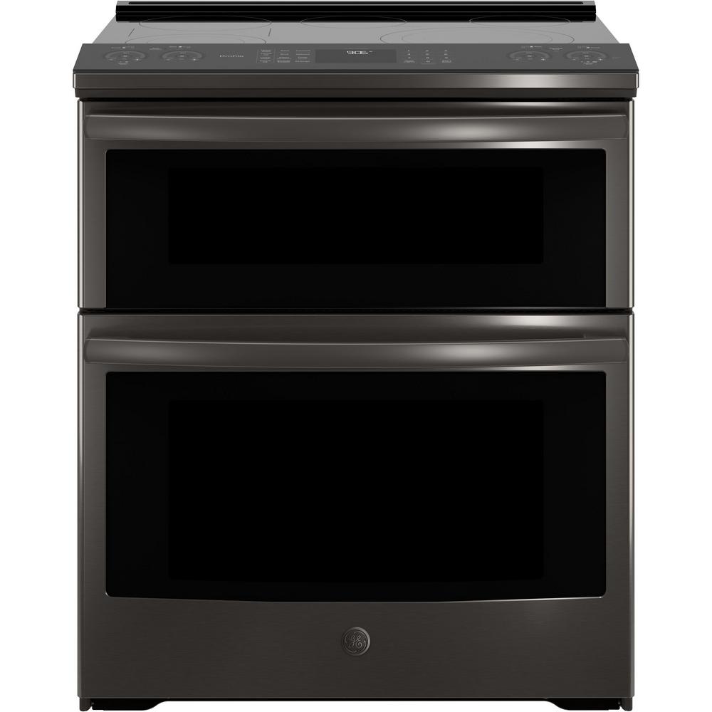 Ge Profile 6 Cu Ft Slide In Smart Double Oven Electric Range Ge Profile 6 Cu Ft Slide In Smart Double Oven Electric Range With Self Cleaning Convection Black Stainless Steel Ps960blts The Home Depot