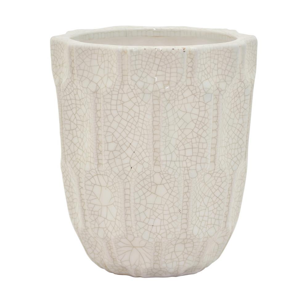 Three Hands 8 25 In White Ceramic Vase 74118 The Home Depot