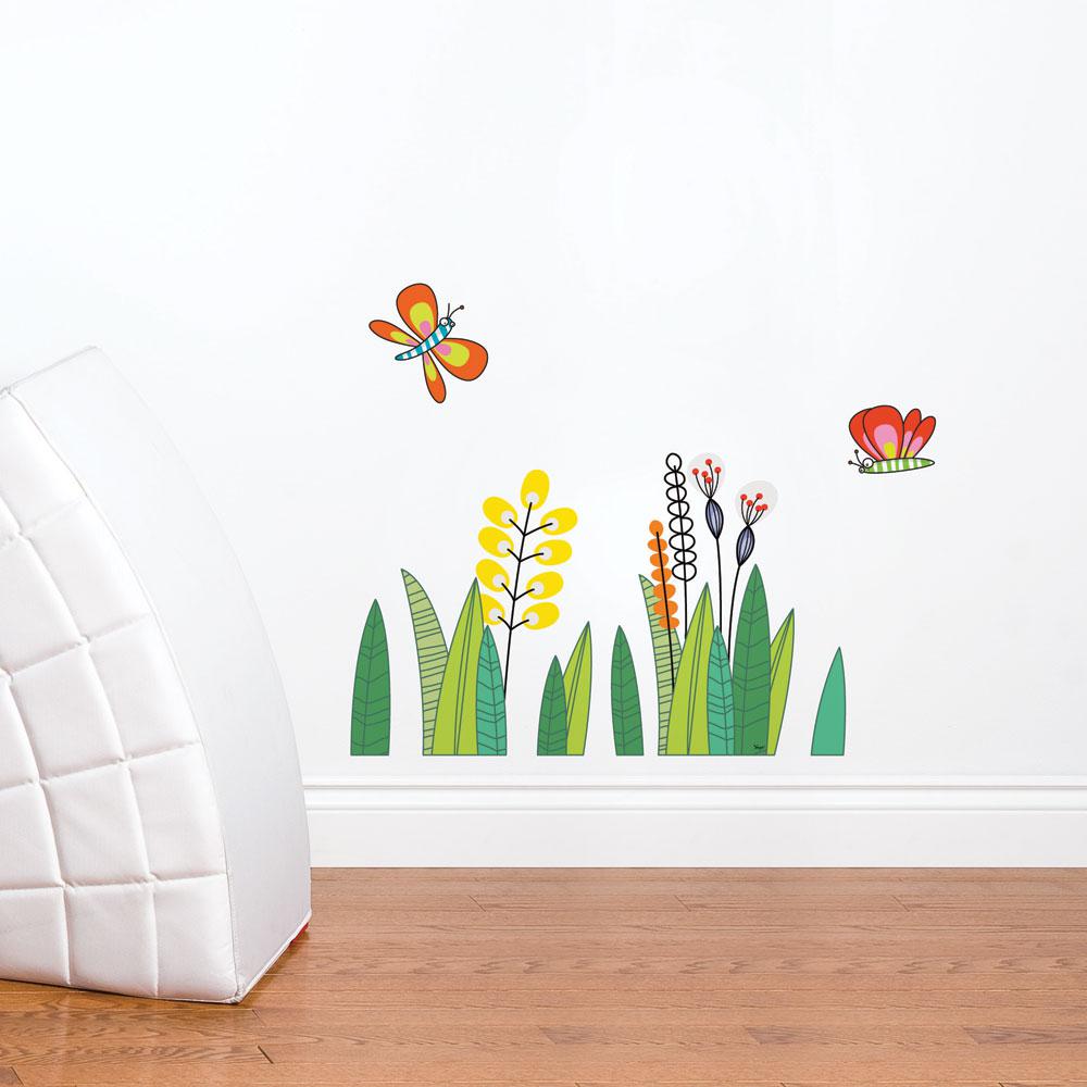 27 In X 21 Multi Color Erflies The Grass Kids Wall Decal