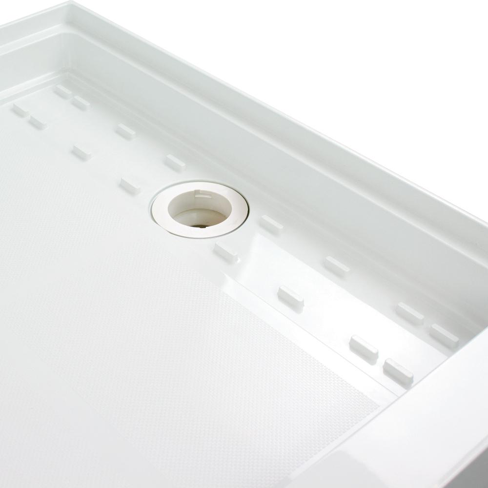 White Transolid FL6036R-31 Linear 60-in x 36-in Rectangular Alcove Shower Base with Right Hand Drain