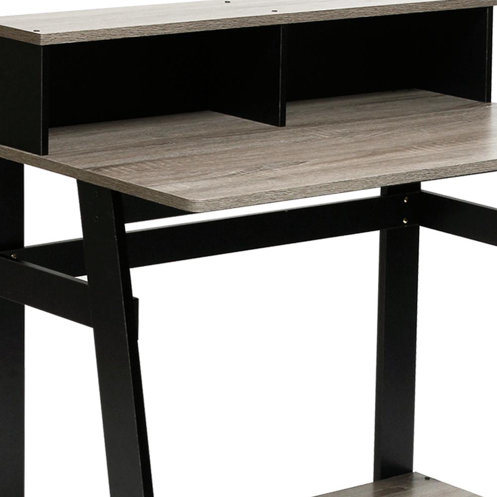 Furinno Simplistic Black French Oak Grey Computer Desk With A