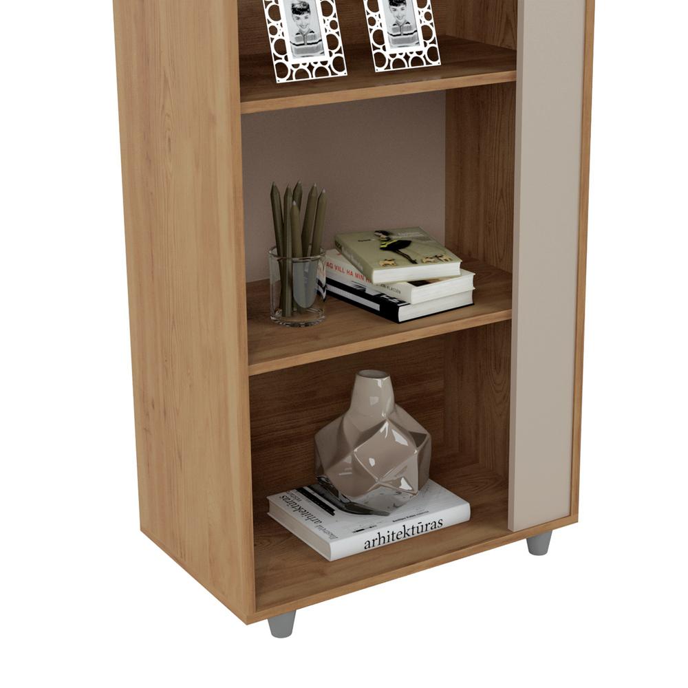 Luxor Binghamton Nature And Off White 5 Shelf Mid Century Modern