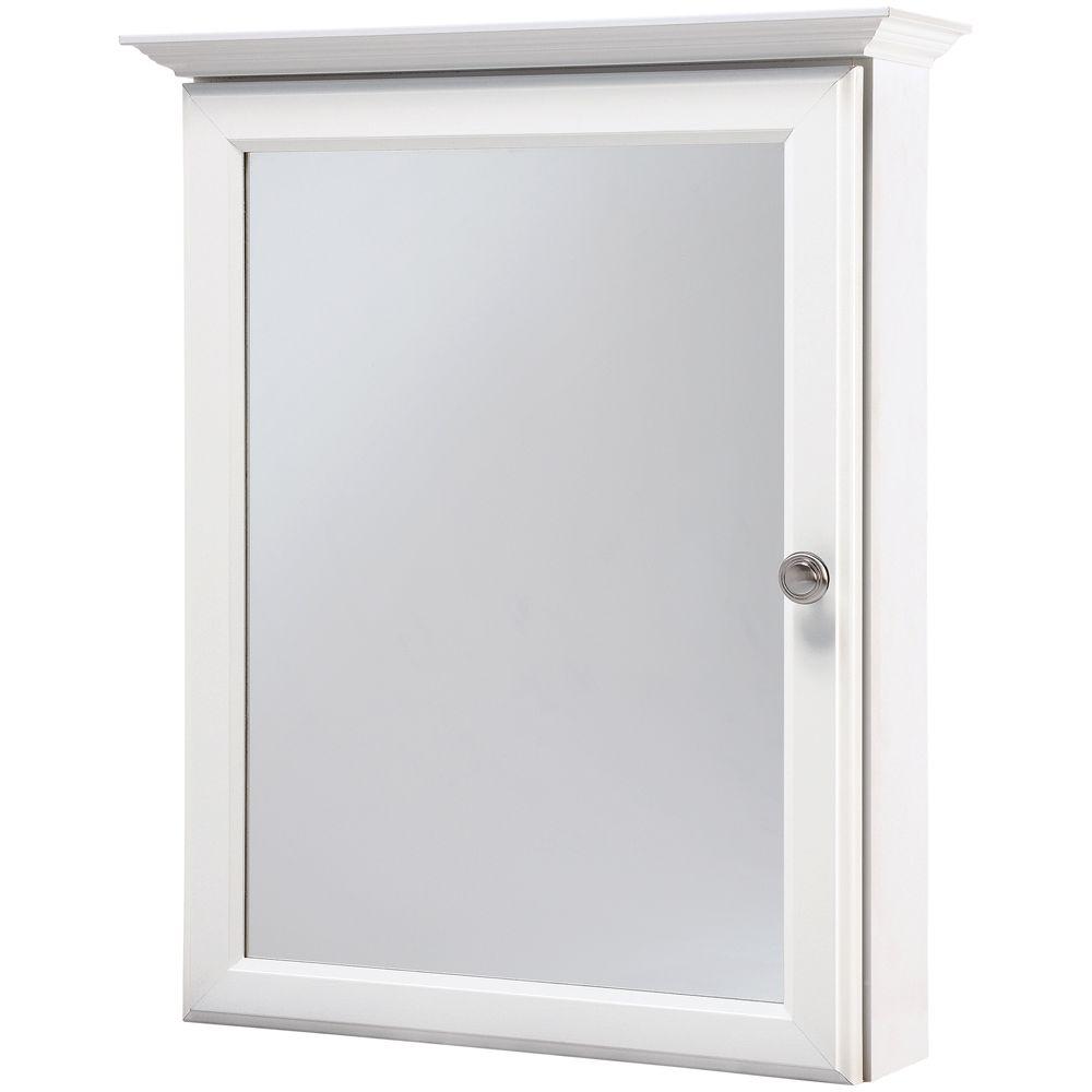 Glacier Bay 20 1 4 In W X 25 In H Framed Surface Mount Bathroom Medicine Cabinet In White S1825 Wh The Home Depot