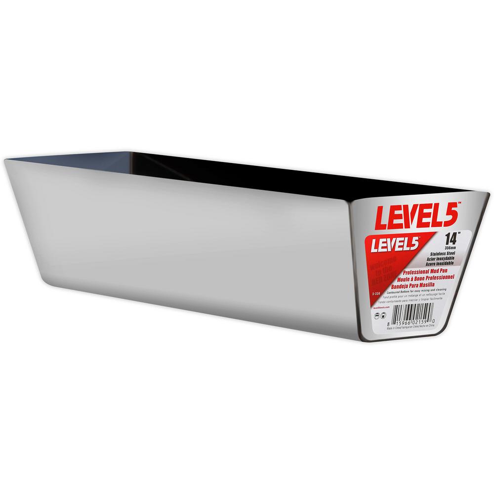 Level 5 14 in. Stainless Steel Mud Pan with Curved Bottom5334 The