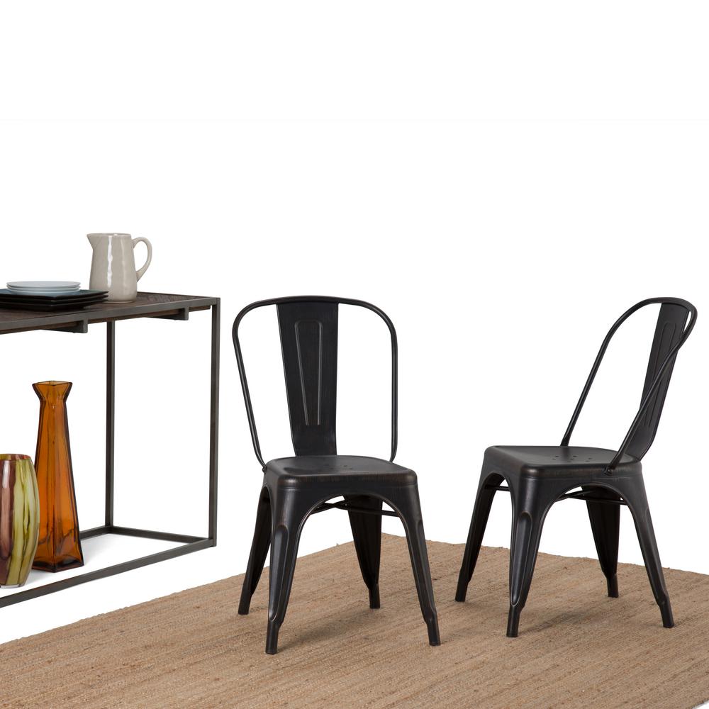 Simpli Home Fletcher Distressed Black And Copper Metal Dining Side Simpli Home Fletcher Distressed Black And Copper Metal Dining Side Chair Set Of 2 Axcfle 01 Dbl The