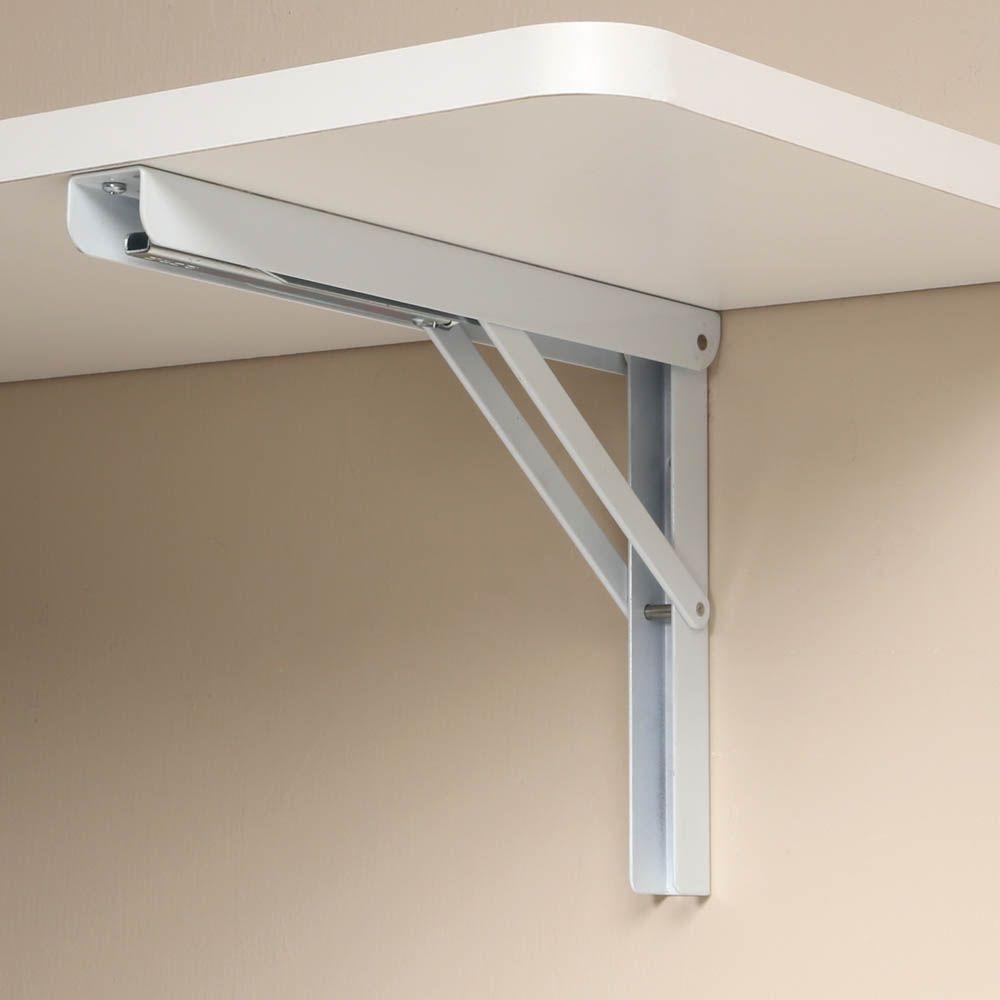 Knape Vogt 12 In Heavy Duty Folding Shelf Bracket In White Hd 206 12wh The Home Depot