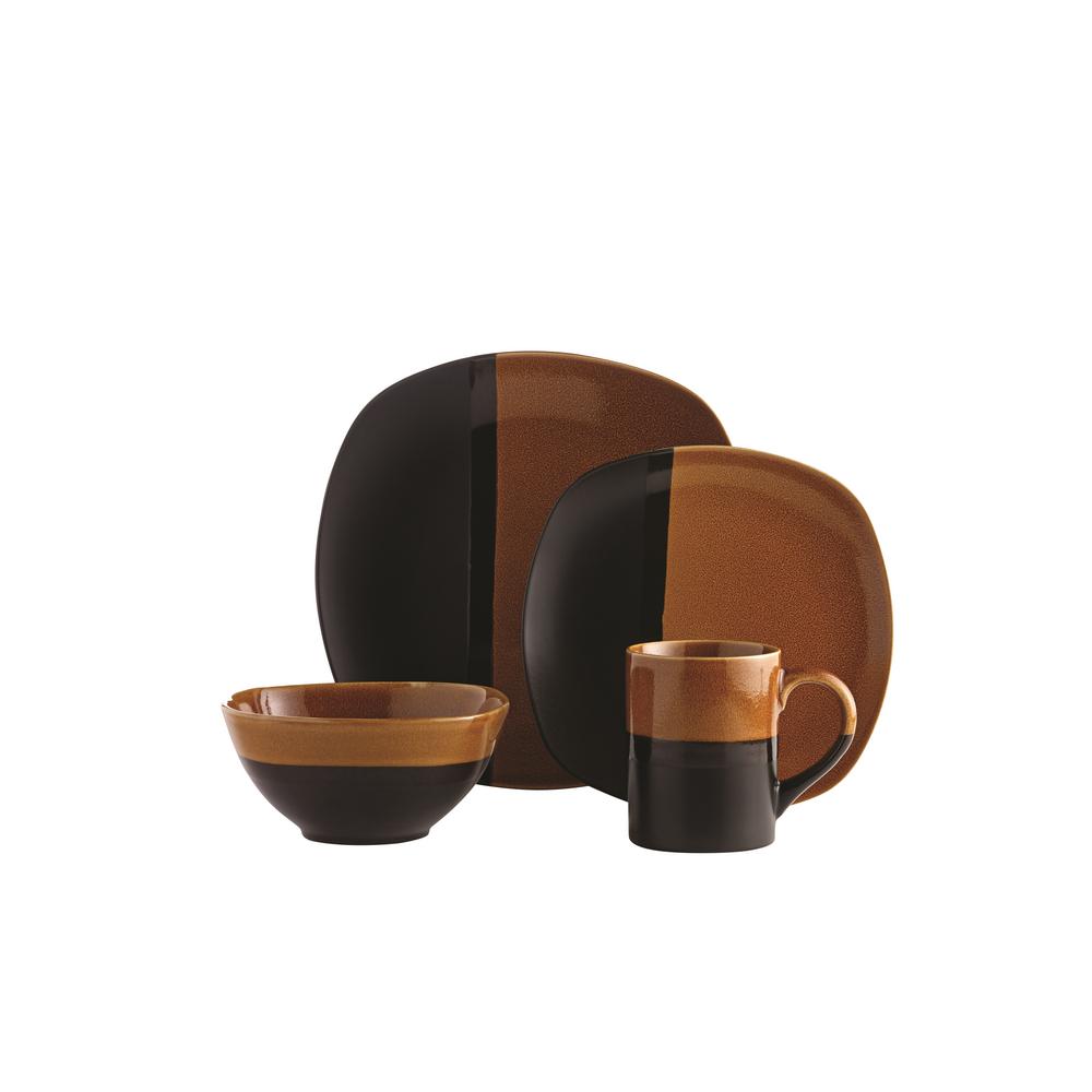 Over and Back Costa Amber 16Piece Yellow Dinnerware Set812813 The