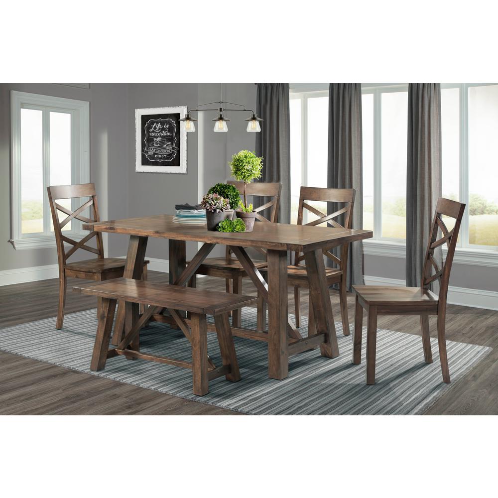 Picket House Furnishings Regan 6 Piece Dining Table Set With 4 Side Chairs And Bench Drn1006ds The Home Depot