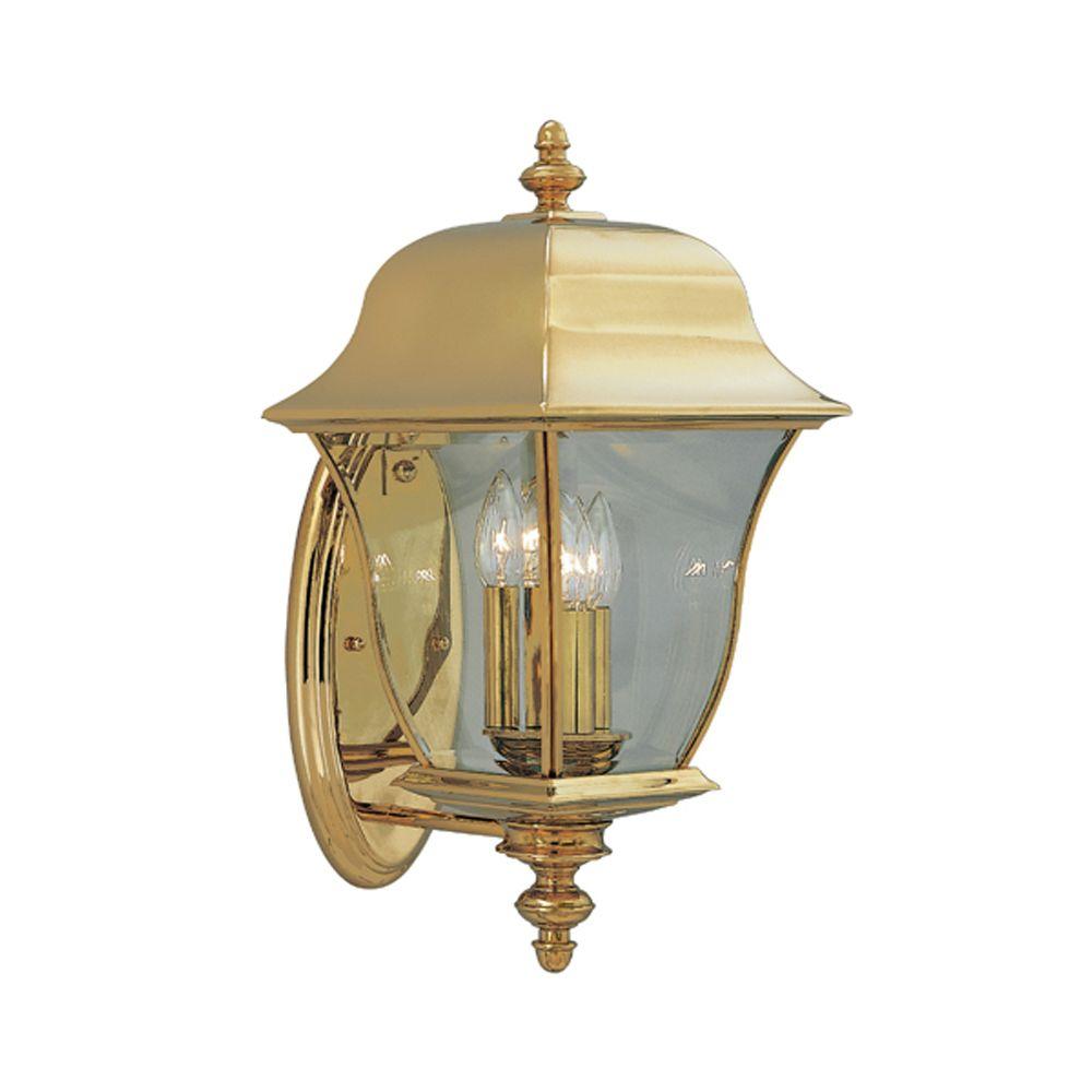 Brass Gold Outdoor Wall Mounted Lighting Oak Harbor 3 Light Polished Brass Outdoor Wall Mount Lantern