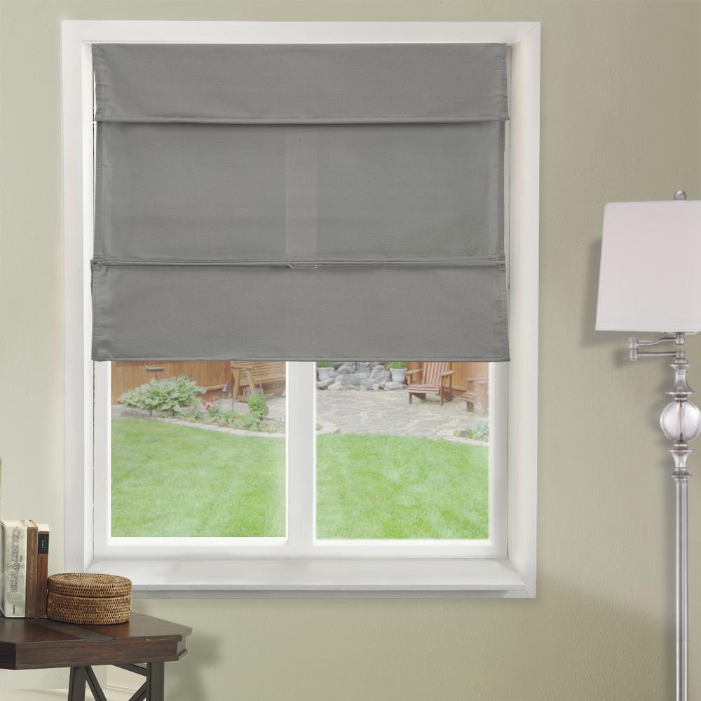Chicology 39 in. W x  64 in. L Daily Grey  Light Filtering Horizontal Fabric Roman Shade