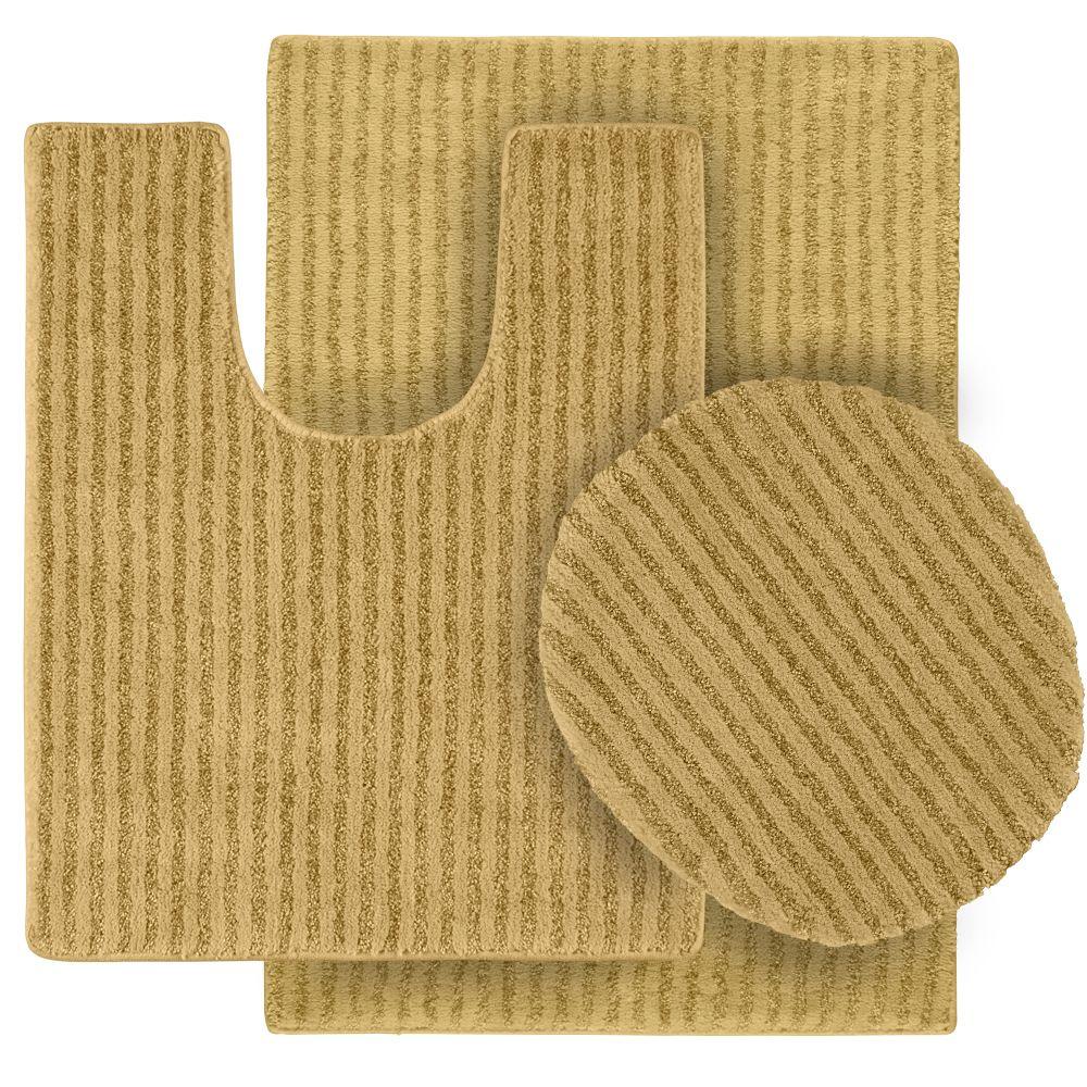 Garland Rug Sheridan Linen 21 in. x 34 in. Washable Bathroom 3Piece