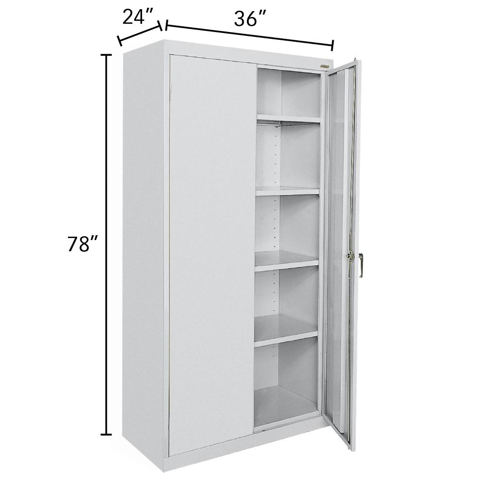 Sandusky Classic Series 36 In W X 78 In H X 24 In D Storage Cabinet With Adjustable Shelves In Dove Gray Ca41362478 05 The Home Depot