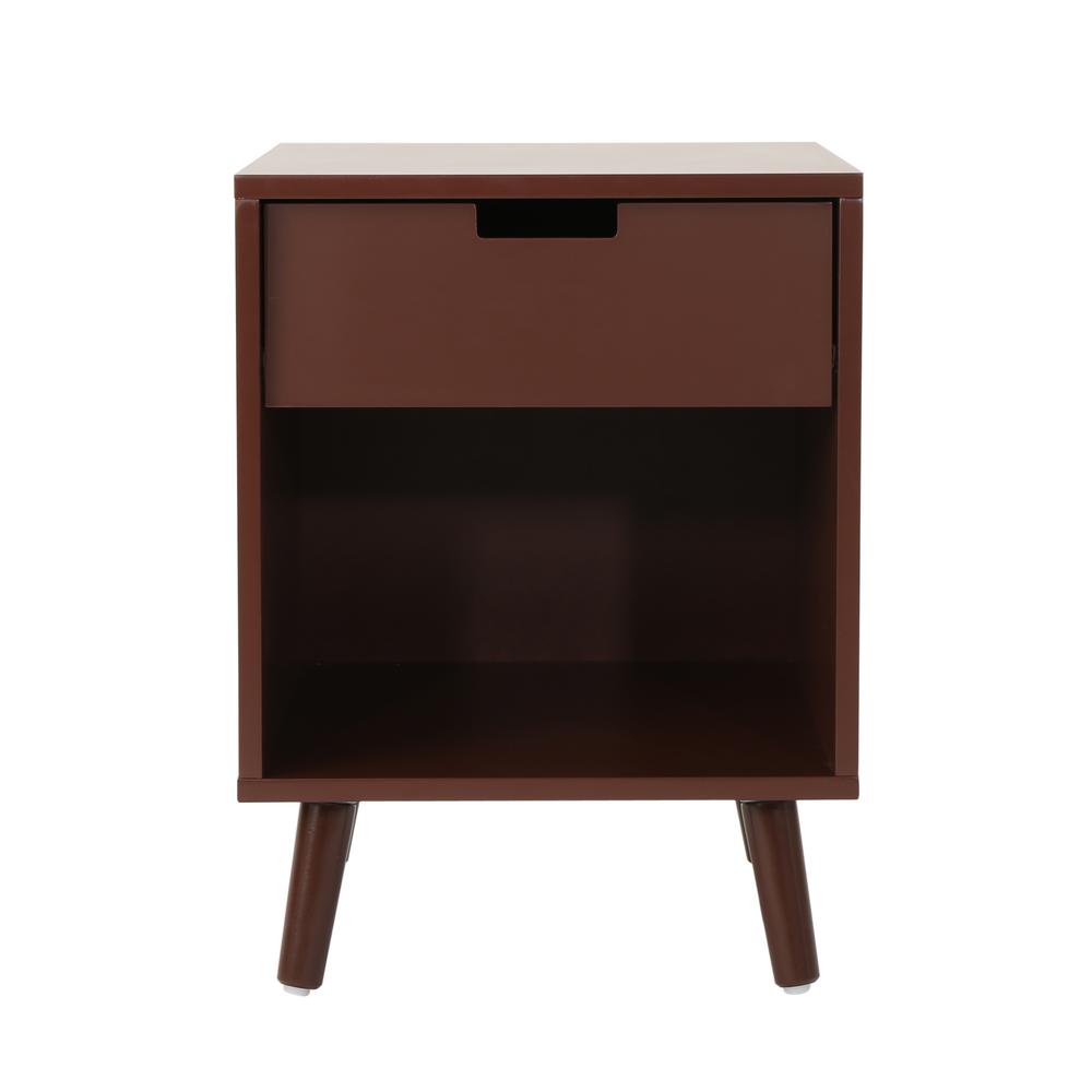 Noble House Ossian Modern Walnut Brown Wooden Accent Side