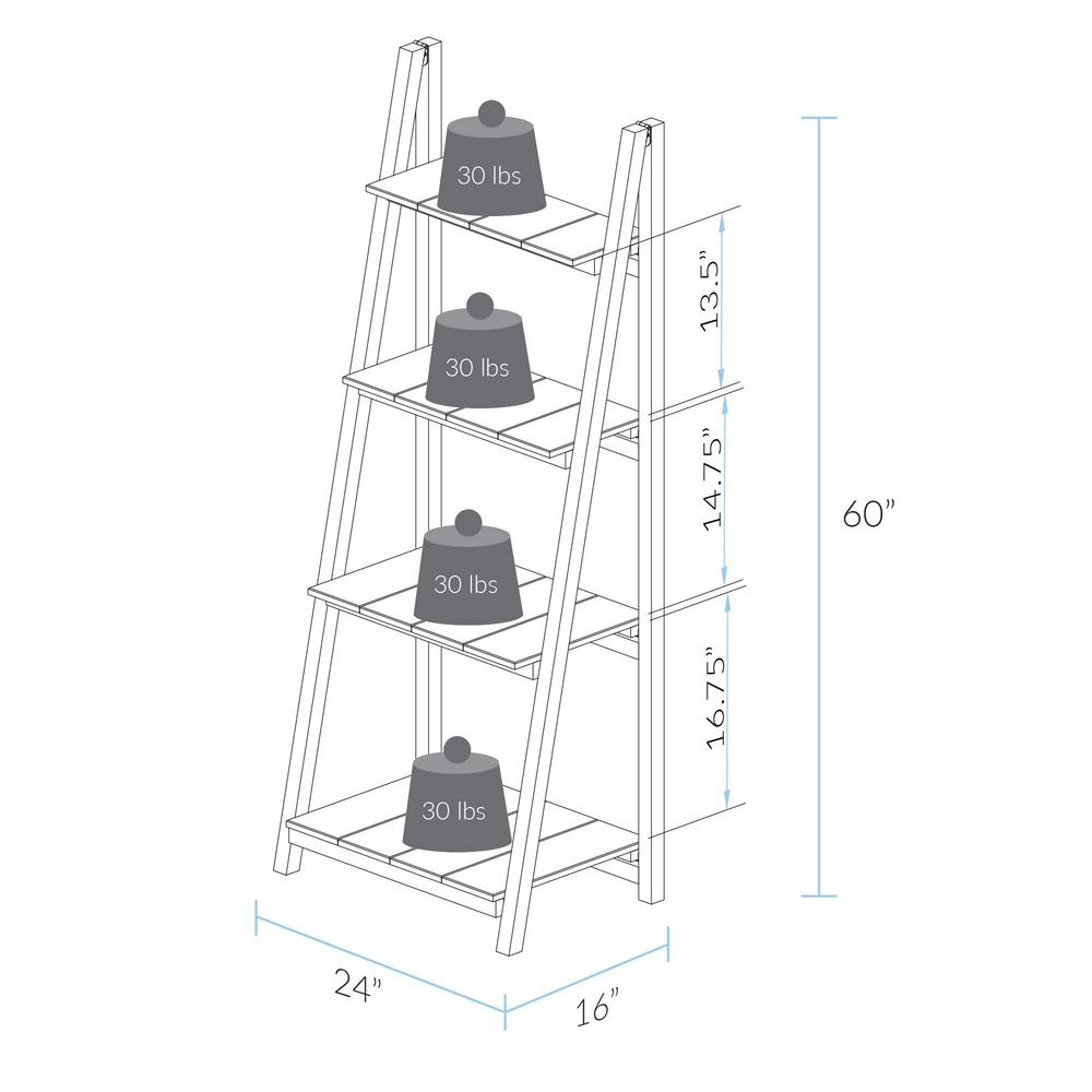 Casual Home 60 In Brown Wood 4 Shelf Ladder Bookcase With Open Storage 360 44 The Home Depot