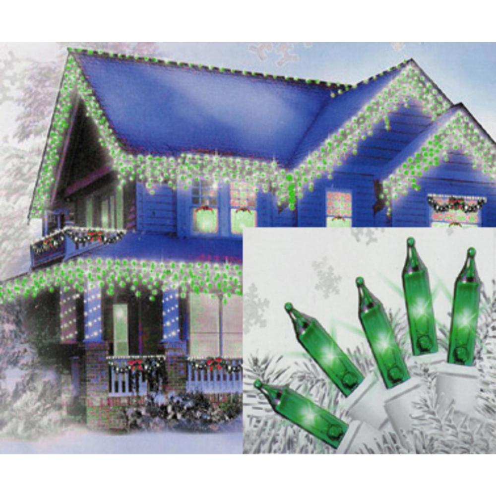 Sienna Set Of 100 Green Mini Icicle Christmas Lights White Wire Green Mini Icicle Christmas Lights