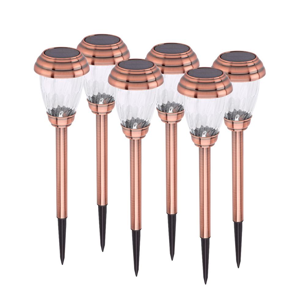 Copper Landscape Lighting Outdoor The Home Depot Charleston Solar Heritage Copper Outdoor Integrated Led Pathway Light 6 Pack