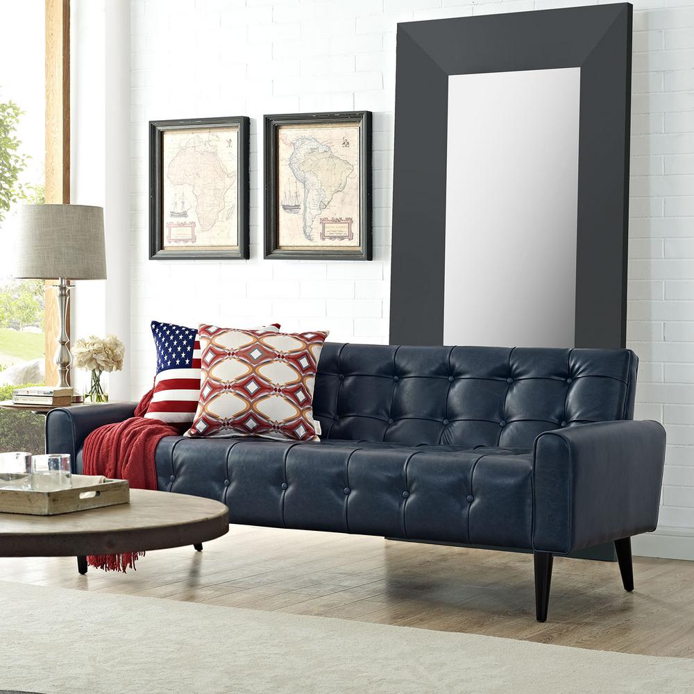 Modway Delve Blue Upholstered Vinyl Sofa Eei 2457 Blu The Home Depot Modway Delve Blue Upholstered Vinyl Sofa