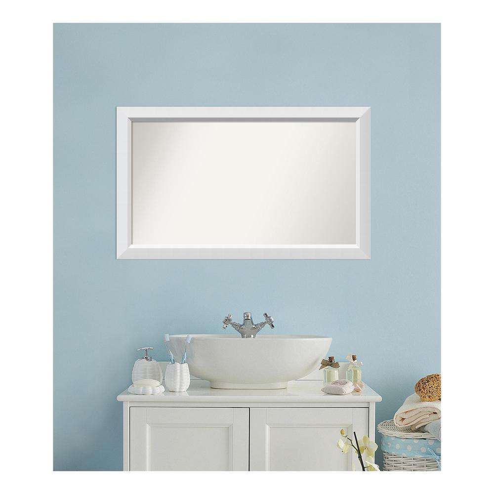 White wood framed mirror