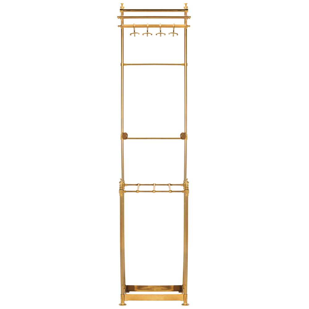 happimess Tenley 80 inch Brass 4-Hook Coat Rack with Umbrella Stand by happimess