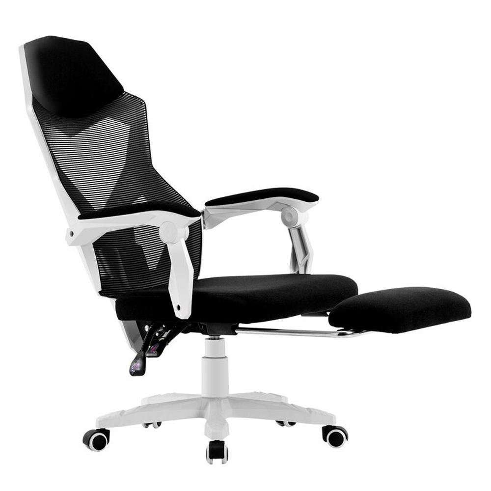 Boyel Living White Mesh High Back Adjustable Recliner Ergonomic Executive Office Chair With Footrest And Lumbar Support Hf Wf Of002 Wt The Home Depot