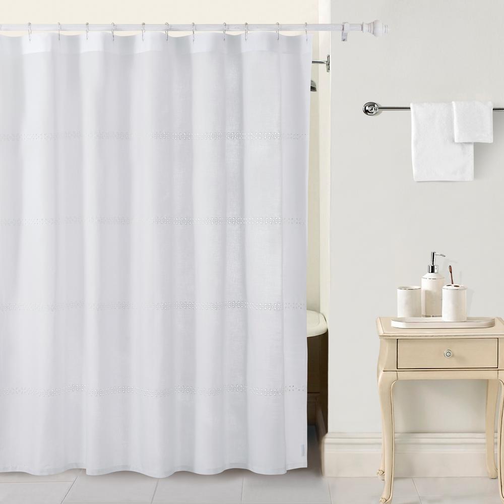 COUNTRY LIVING Eyelet 72 in. White Shower Curtain-CL621WT72 - The Home ...