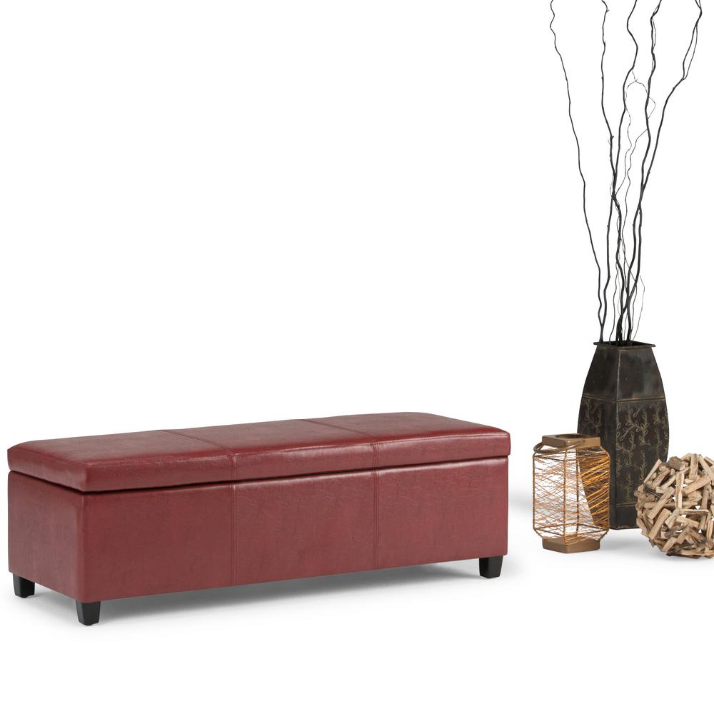 Simpli Home Avalon Red Storage BenchAXCF18RD The Home Depot