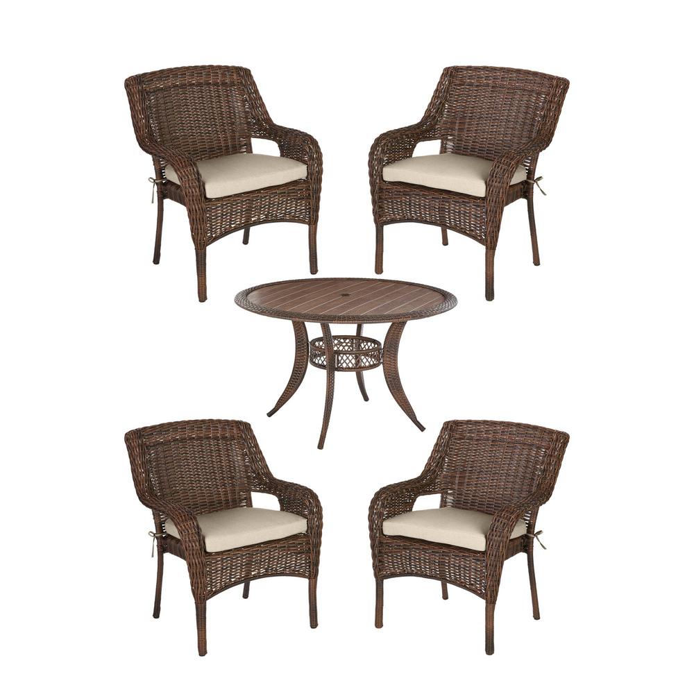 Hampton Bay Cambridge Brown 5-Piece Wicker Outdoor Patio Dining Set