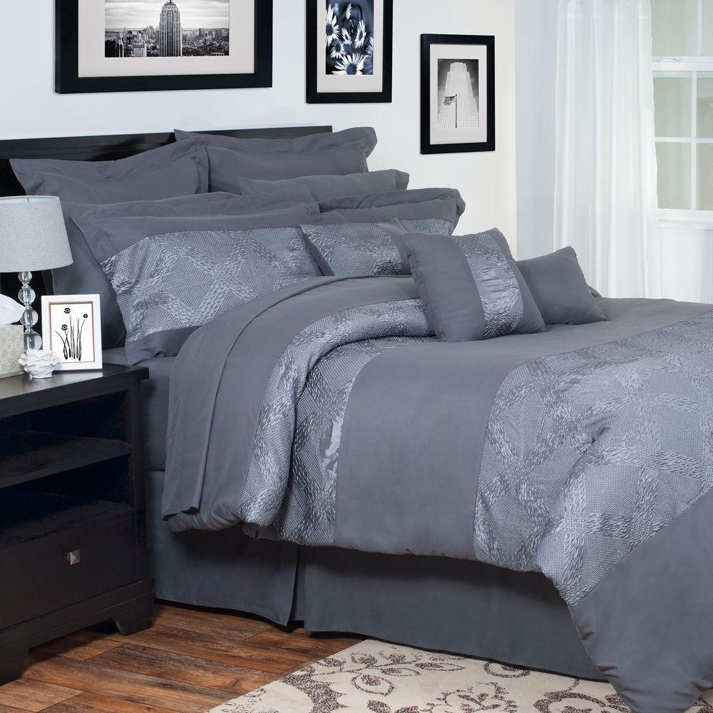 Ellie Gray Embroidered 13 Piece Queen Comforter Set 66 25 Q The Ellie Gray Embroidered 13 Piece Queen Comforter Set