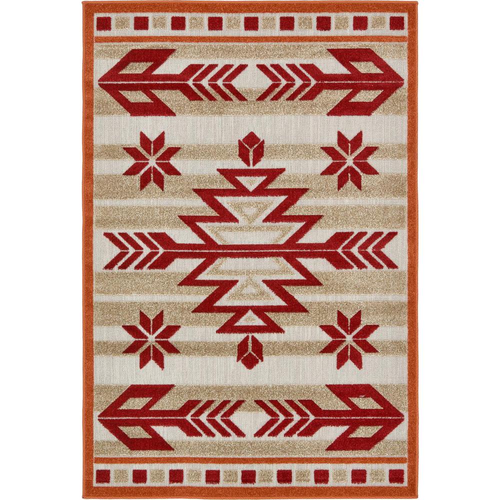 Unique Loom Outdoor Modern Burgundy 4' x 6' Rug3132503 The Home Depot