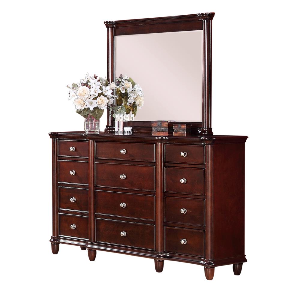 Gavin 12 Drawer Dresser With Mirror In Cherry