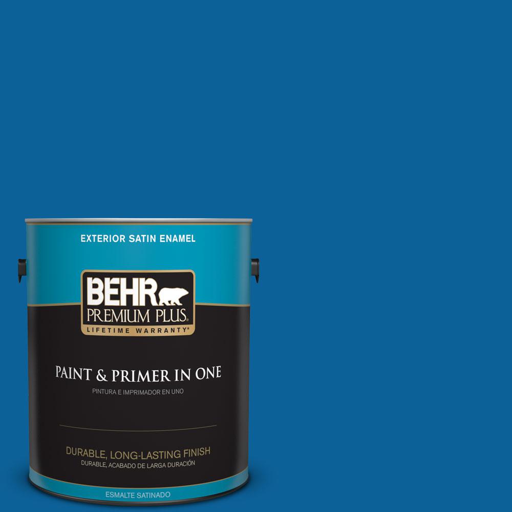 BEHR Premium Plus 1gal. 570B7 Cobalt Glaze Satin Enamel Exterior