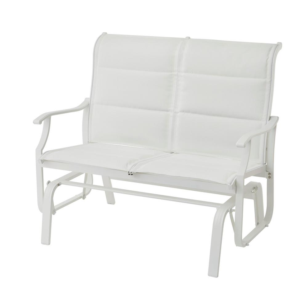 Hampton Bay Riverbrook Shell White 2Person Aluminum Outdoor Patio