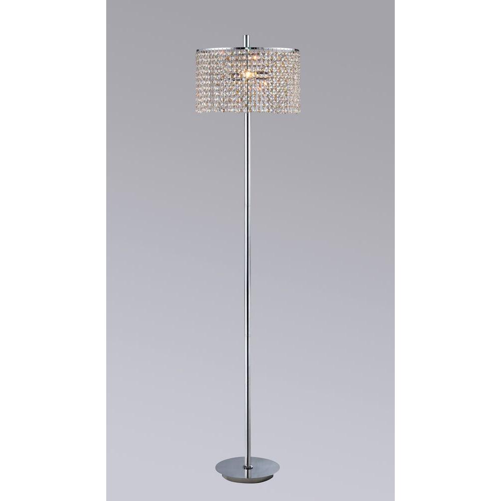 Mia 65 in. Chrome Indoor 3-Light Floor Lamp with Amber Crystal Shade ... Mia 65 in. Chrome Indoor 3-Light Floor Lamp with Amber Crystal Shade ...