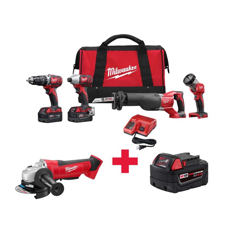 Milwaukee M18 18Volt LithiumIon Cordless Combo Kit (4Tool) with Free