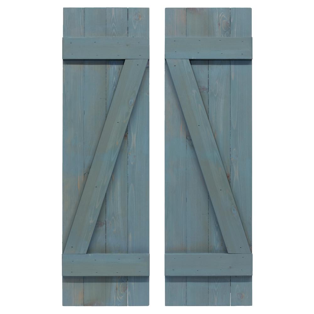 Dogberry Collections 14 in. x 60 in. Board and Batten Z Shutters Pair
