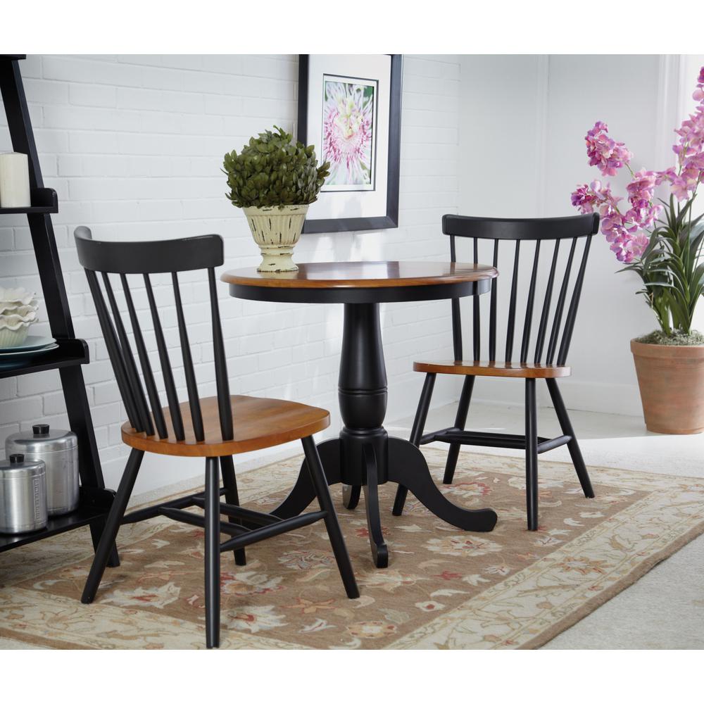 Black And Cherry Solid Wood Dining Table