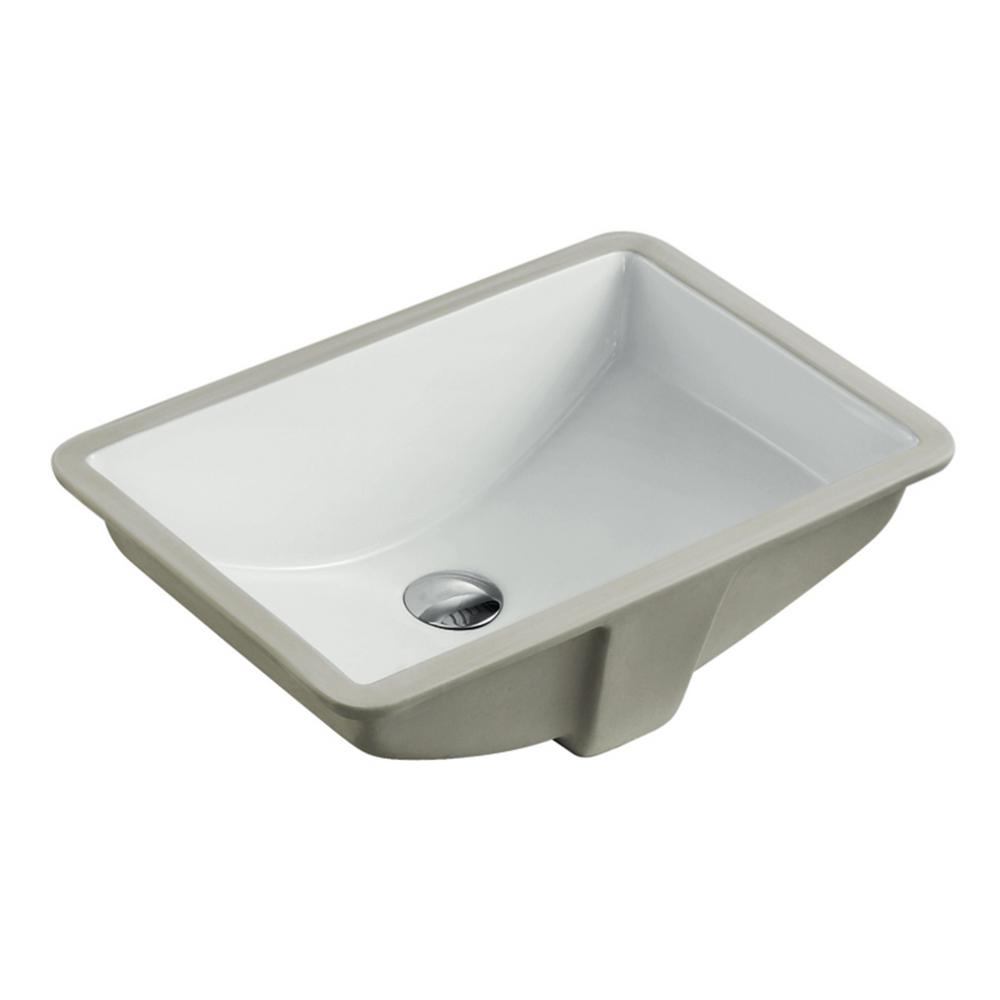 21 1 2 In X 15 1 4 In Rectrangle Undermount Vitreous Glazed Ceramic Lavatory Vanity Bathroom Sink Pure White