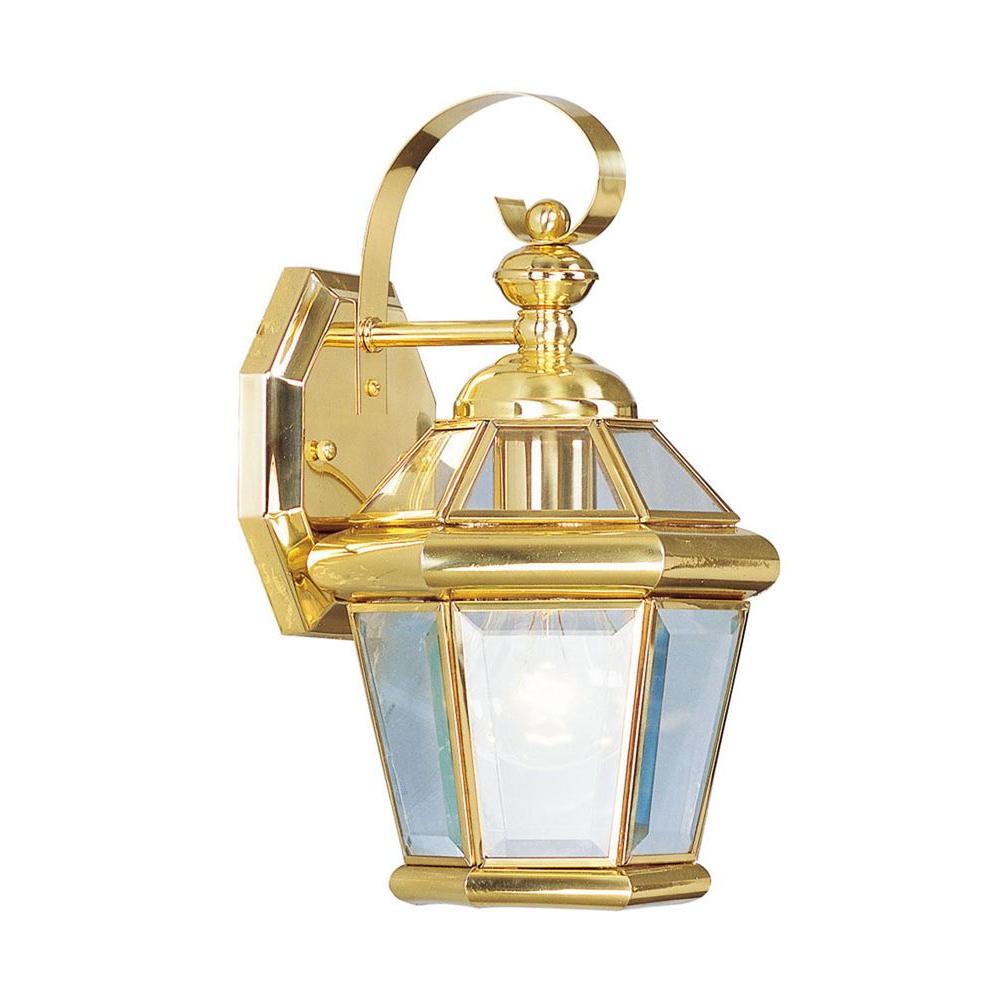 Livex Lighting Outdoor Wall Mounted Wall Mount 1 Light Polished Brass Outdoor Incandescent Lantern