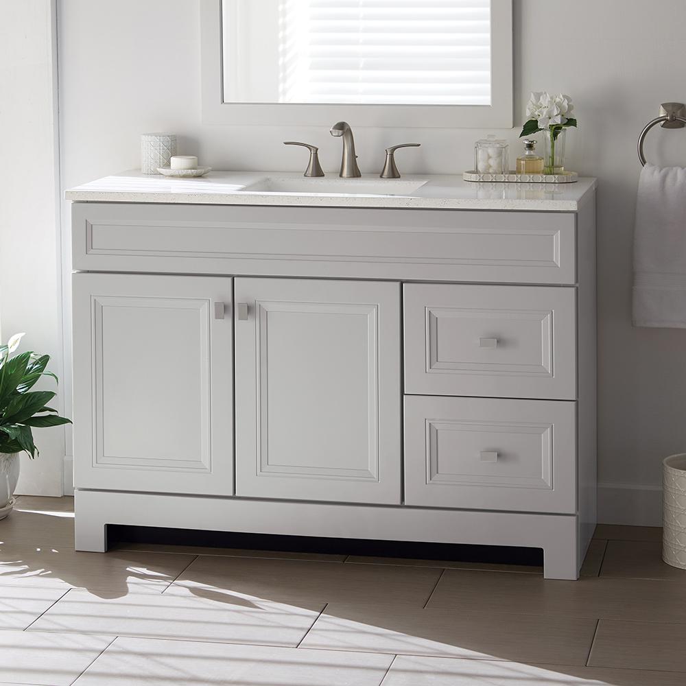 Sedgewood 48-1/2 in. W Bath Vanity in Dove Gray with Solid Surface Technology Vanity Top in Arctic with White Sink