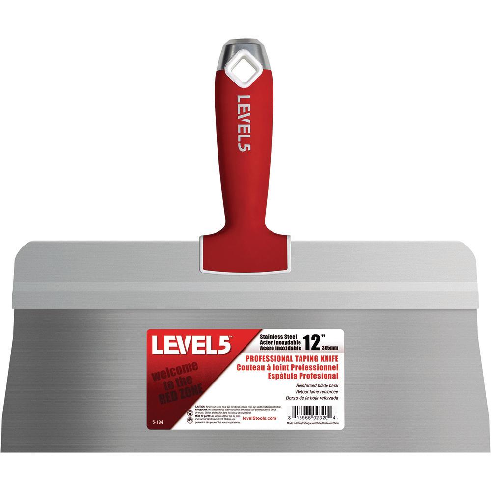 Level 5 12 in. Stainless Steel Big Back Taping Knife with Soft Grip